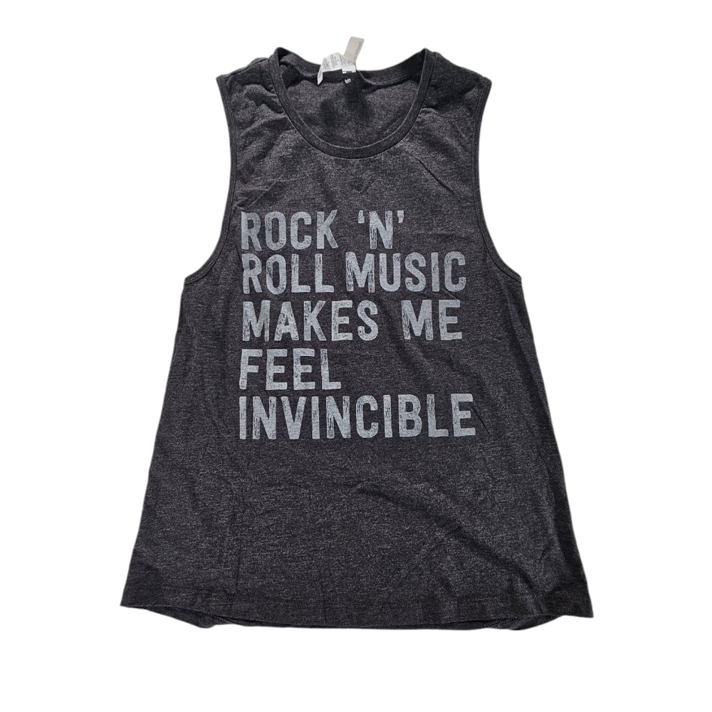Rock and Roll music Makes me Feel Invincible tank top size Large